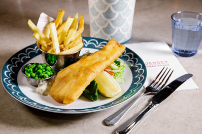 Battered haddock and chips