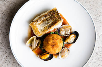Hake and mussels at Oyster Box