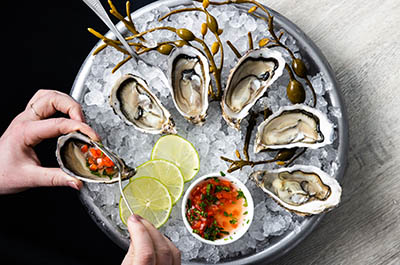 Chilli and ginger Jersey Rock oysters
